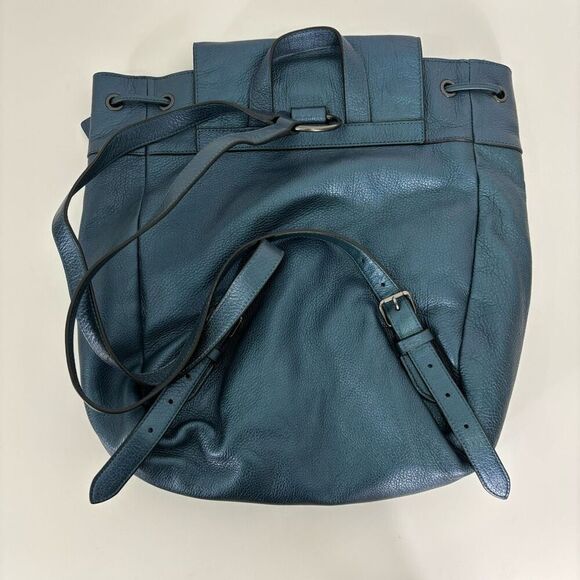 Coach Blue Metallic Leather Mickie Large Backpack - Picture 2 of 11